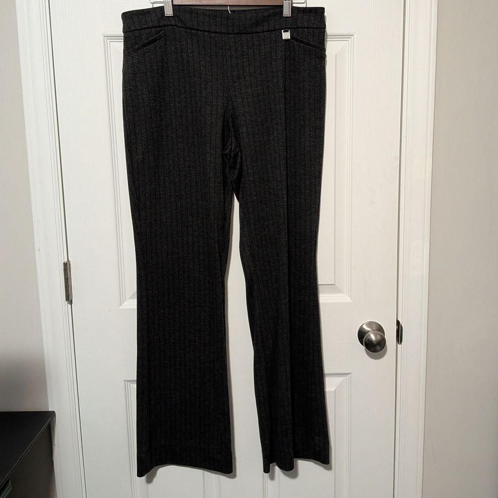 New York & Company Charcoal Pinstripe Trousers Sz Large